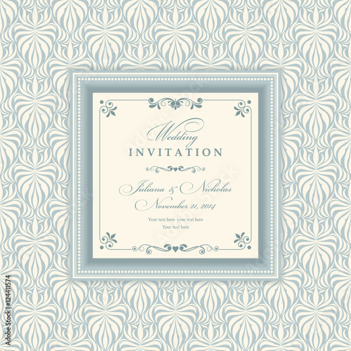 Wedding Invitation cards in an vintage-style blue