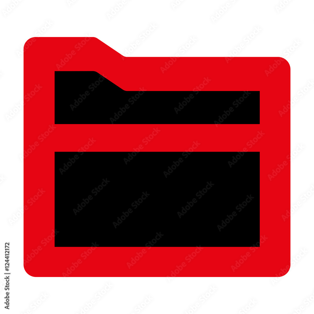 Folder glyph icon. Style is contour flat icon symbol, red color, black background. Folder glyph icon. Style is contour flat icon symbol, red color, black background.