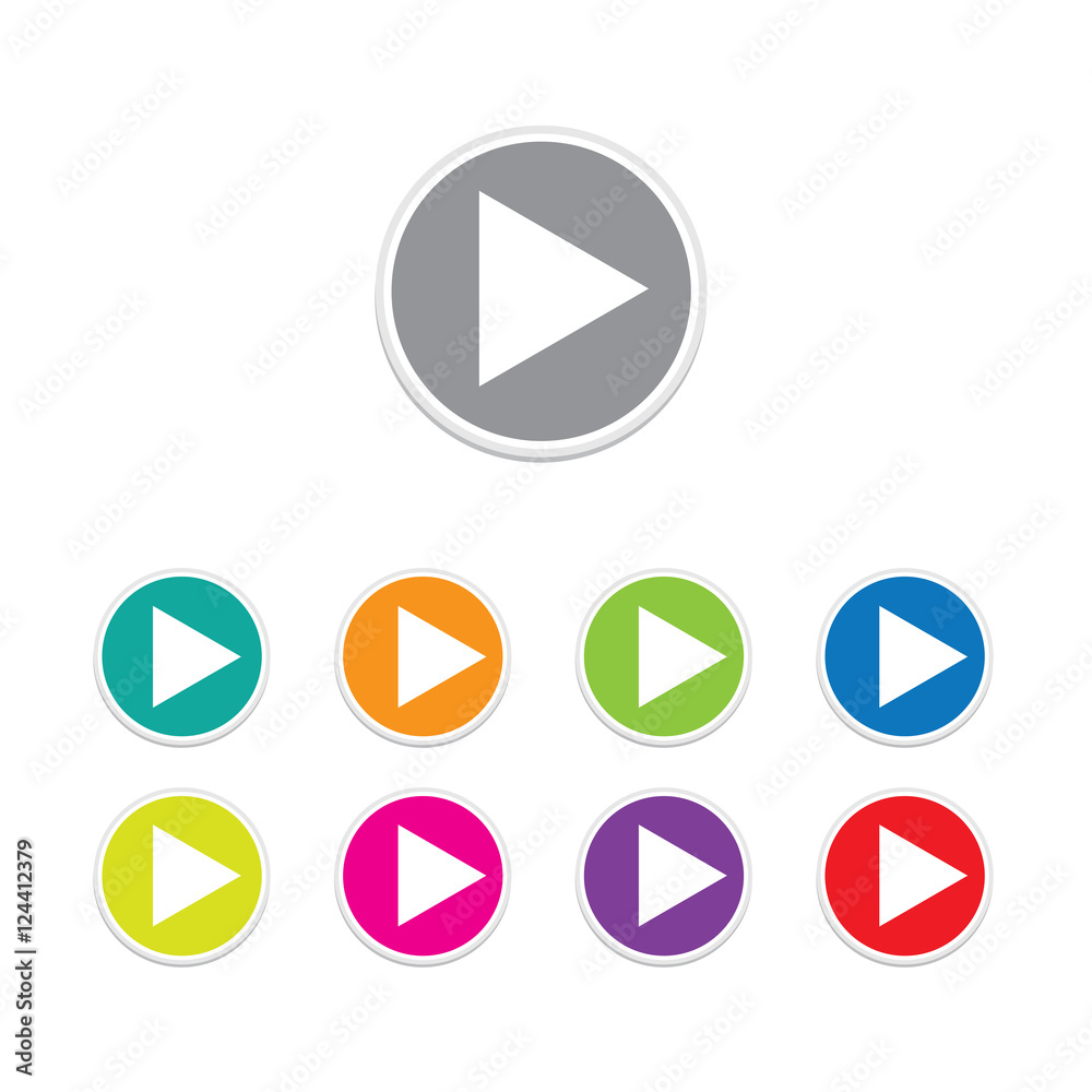Vector - play sign button. Round stickers. Vector - play sign button. Round stickers.