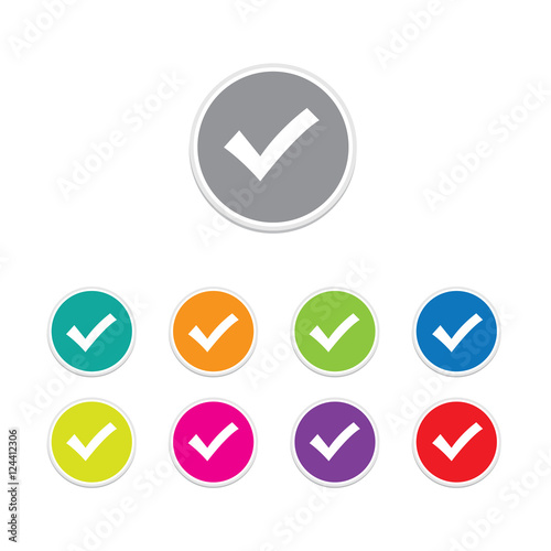 Vector - confirm button. Round stickers. 