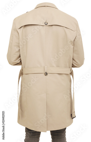 Isolated trenchcoat on body on white