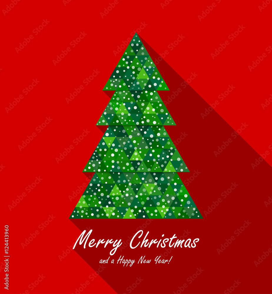 Merry Christmas and a Happy New Year! on red background