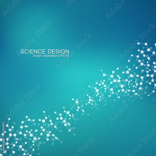 Structure molecule of DNA and neurons. Structural atom. Chemical compounds. Medicine, science, technology concept. Geometric abstract background. Vector illustration for your design.