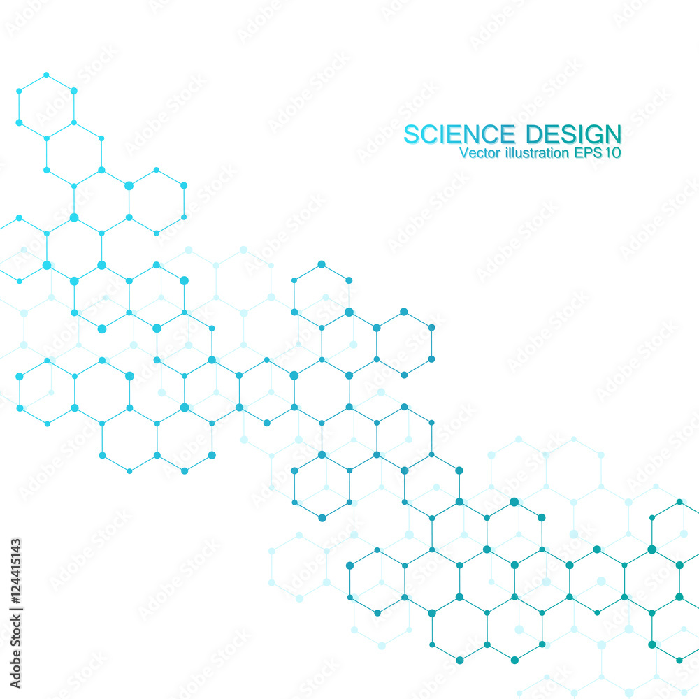 Obraz premium Structure molecule of DNA and neurons. Structural atom. Chemical compounds. Medicine, science, technology concept. Geometric abstract background. Vector illustration for your design.