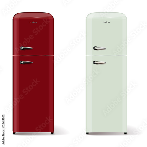 Two modern refrigerators in retro style