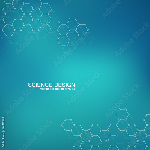 Structure molecule of DNA and neurons. Structural atom. Chemical compounds. Medicine, science, technology concept. Geometric abstract background. Vector illustration for your design.