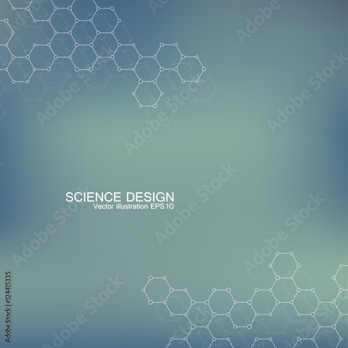 Structure molecule of DNA and neurons. Structural atom. Chemical compounds. Medicine, science, technology concept. Geometric abstract background. Vector illustration for your design.