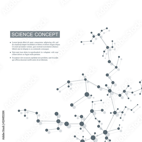Structure molecule of DNA and neurons. Structural atom. Chemical compounds. Medicine, science, technology concept. Geometric abstract background. Vector illustration for your design.