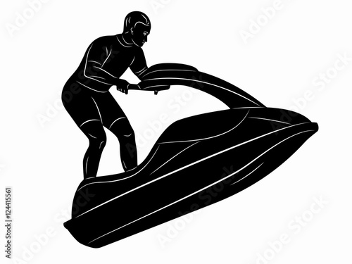 silhouette of jetski rider, vector draw