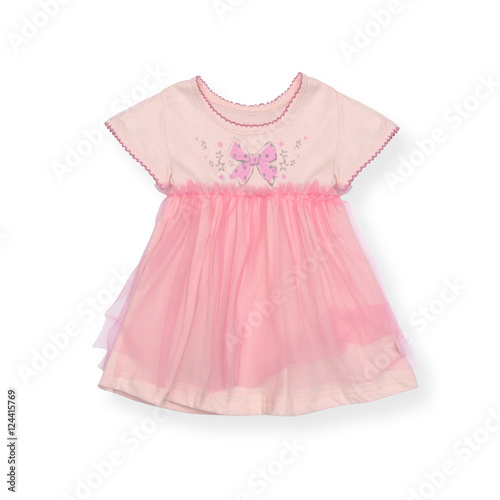 pink baby dress isolated on white