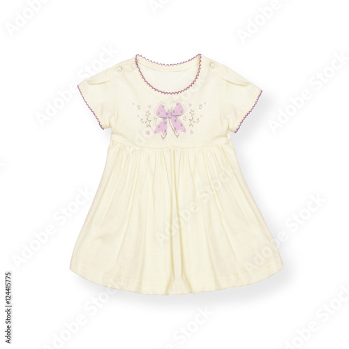 yellow baby dress isolated on white
