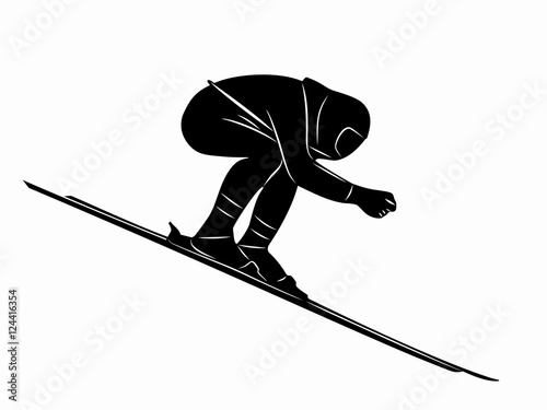 silhouette of speed skier, vector draw