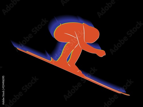 silhouette of speed skier, vector draw