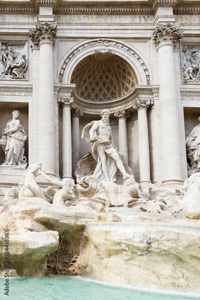 Fountain de trevi in center of Rome, Italy