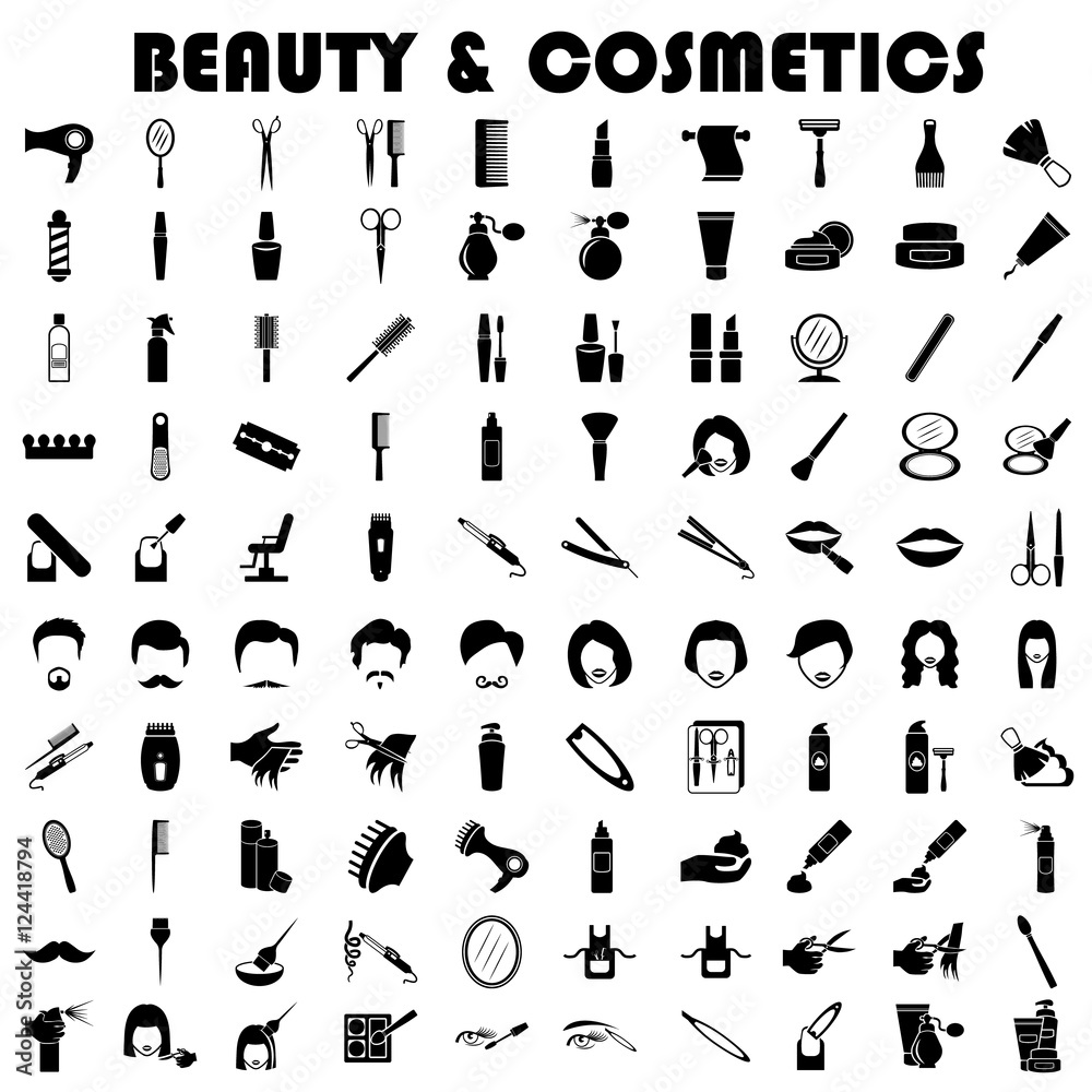 beauty and cosmetics icons set beauty and cosmetics icons set