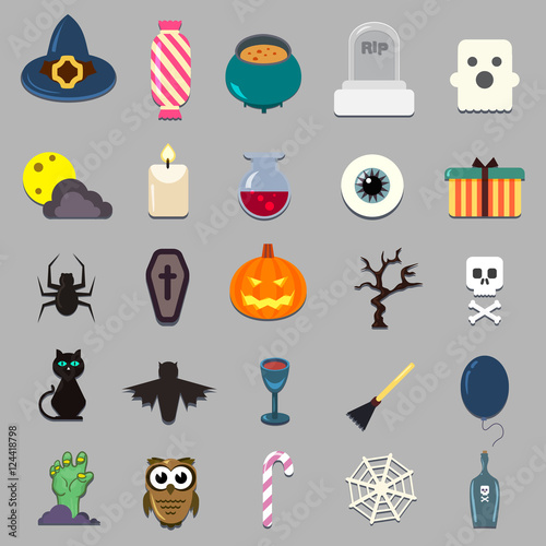 halloween flat icons set