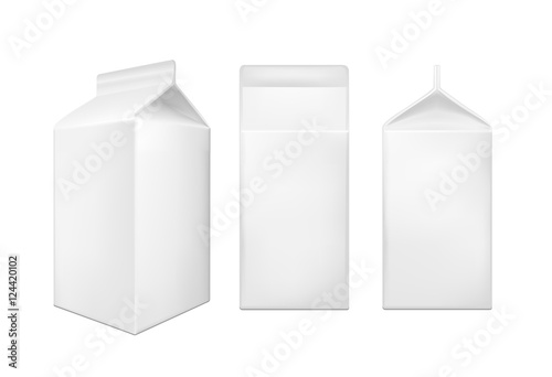 White cardboard package for beverage, juice and milk