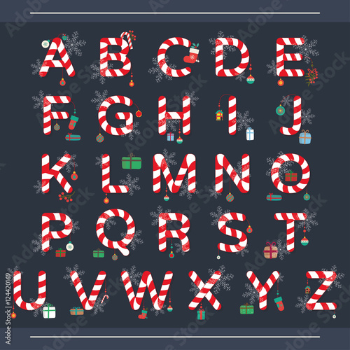 Wallpaper Mural Christmas alphabet, christmas candy. Torontodigital.ca