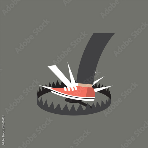 Foot Stepped On Trap Vector Illustration