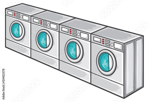 line of industrial laundry machines