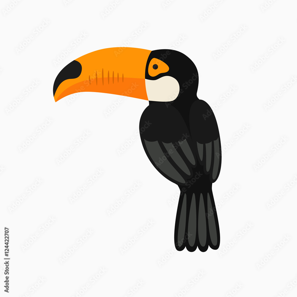 Naklejka premium Illustration of funny Toucan from the back
