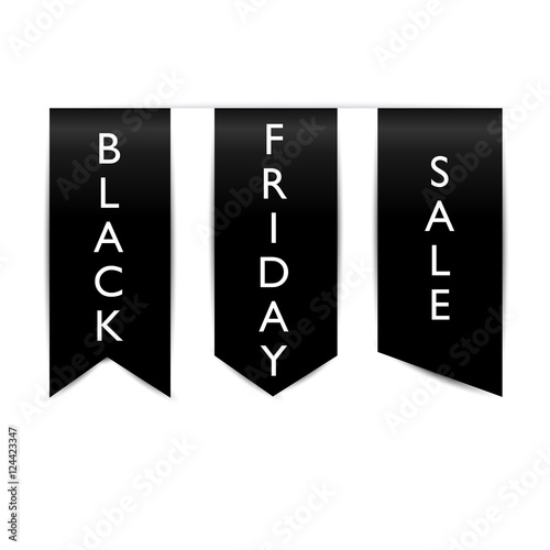 Black Friday sale. Making of the advertising action timed the holiday sales at the end of November. Black Ribbon.