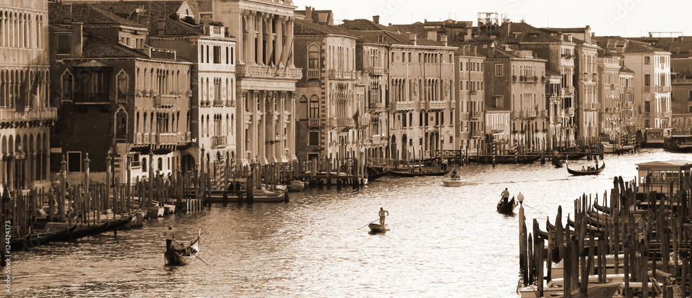 VENICE, ITALY - SEPTEMBER 21: Grand Canal of Venice on September - obrazy, fototapety, plakaty 