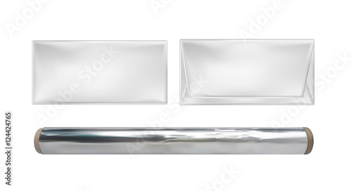 White blank roll foil and package for snacks, food and chocolate