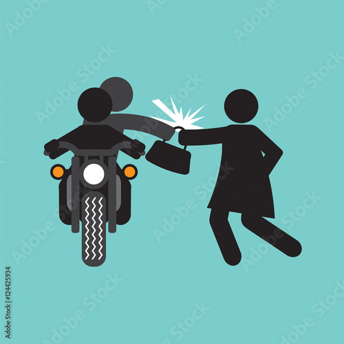 Pickpocket On Motorcycle With The Victim Vector Illustration