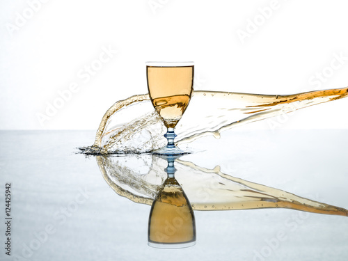 splashing water to glass on white background