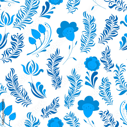 Seamless abstract hand-drawn floral pattern