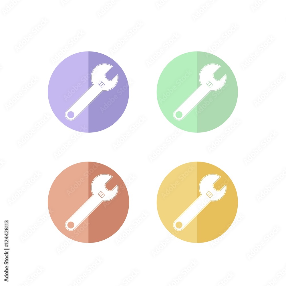 Colorful Set of Retro Wrench Icon Colorful Set of Retro Wrench Icon