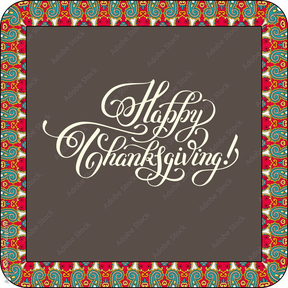 Happy Thanksgiving handwritten lettering inscription for greetin