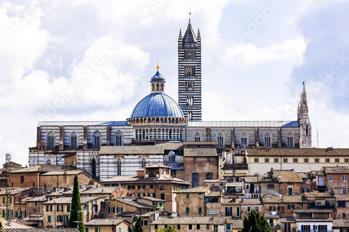 Cityscape with Duomo of Siena in Tuscany