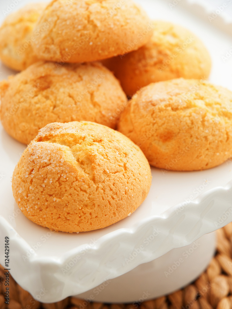 Group of homemade cookies on a white bowl. Group of homemade cookies on a white bowl.