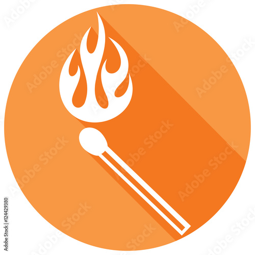 burning match stick flat icon
