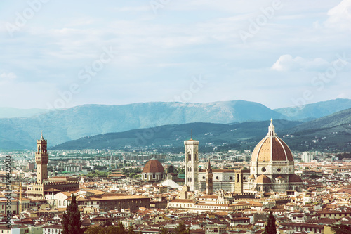 Beautiful Florence, Tuscany, Italy, retro photo filter
