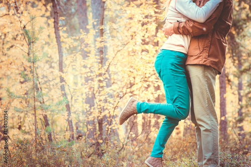 Couple Man and Woman hugging in Love Romantic Outdoor Lifestyle with nature on background Fashion trendy style
