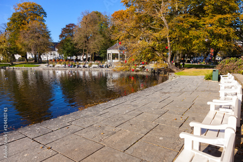 City Park with a lake in the city center in Stavanger, Norway. photo