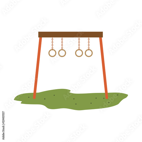 playground swings kids entertainment attraction over white background. vector illustration