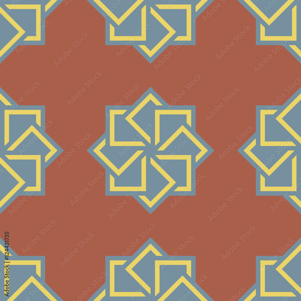 Abstract seamless pattern. Geometric shape squares mosaic ornament. Fashion graphic design background. Modern stylish texture. Template for prints, textiles, wrapping, wallpaper. illustration.