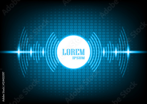 Wave step with circle t echnology background