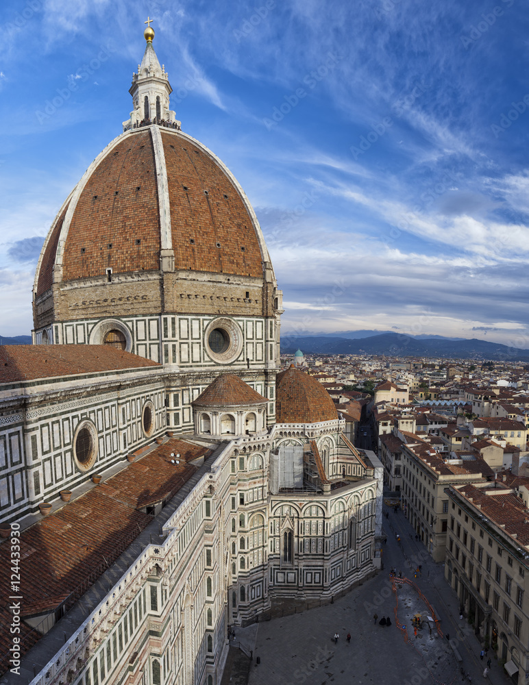 Panoramic view of the Cathedral of Florence. Tuscany, Italy.