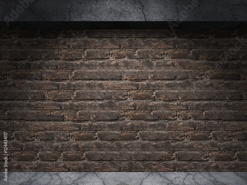 Old Brick Wall and Concrete Floor Room with Spot Light