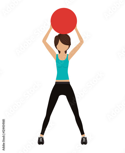 avatar woman training with sport ball over white background. fitness lifestyle design. vector illustration
