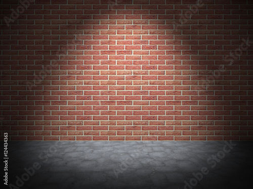 Red Brick Wall With Spot Light. Grunge Vintage Background