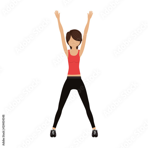 avatar woman stretching with sport clothes over white background. fitness lifestyle design. vector illustration