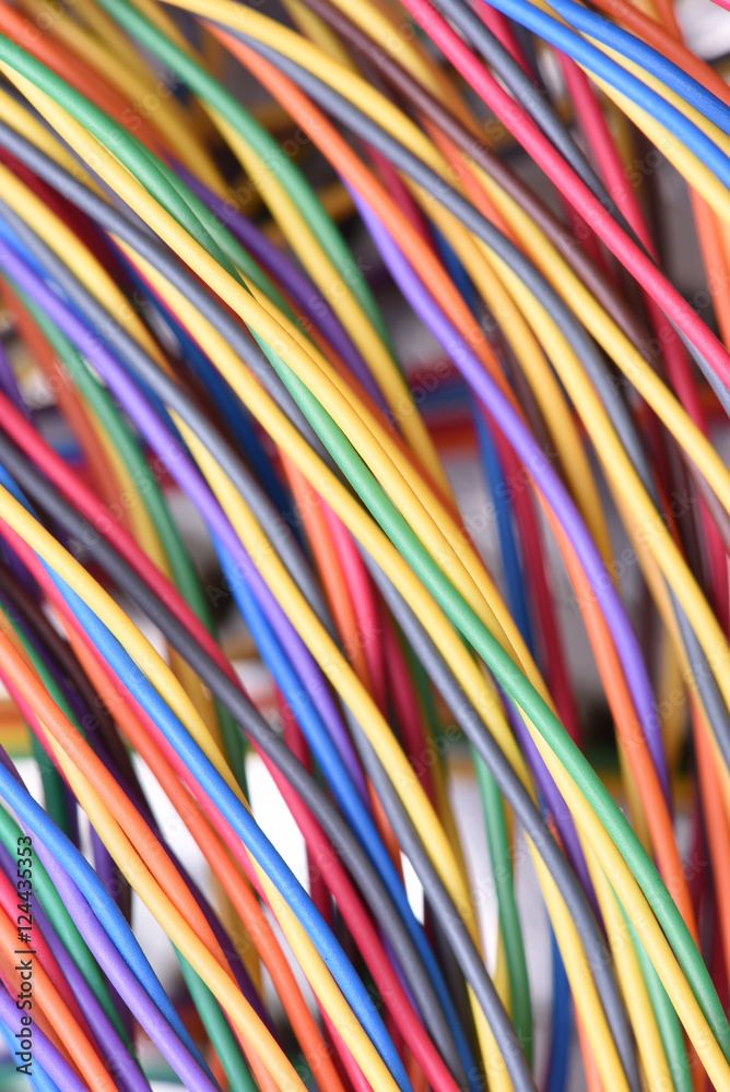 Colorful electrical wire used in telecommunication internet cable network and computer system Colorful electrical wire used in telecommunication internet cable network and computer system