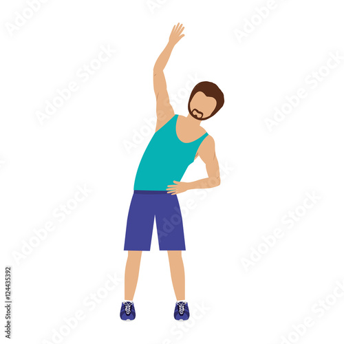 avatar man stretching with sport clothes over white background. fitness lifestyle design. vector illustration