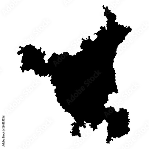 Haryana black map on white background vector photo